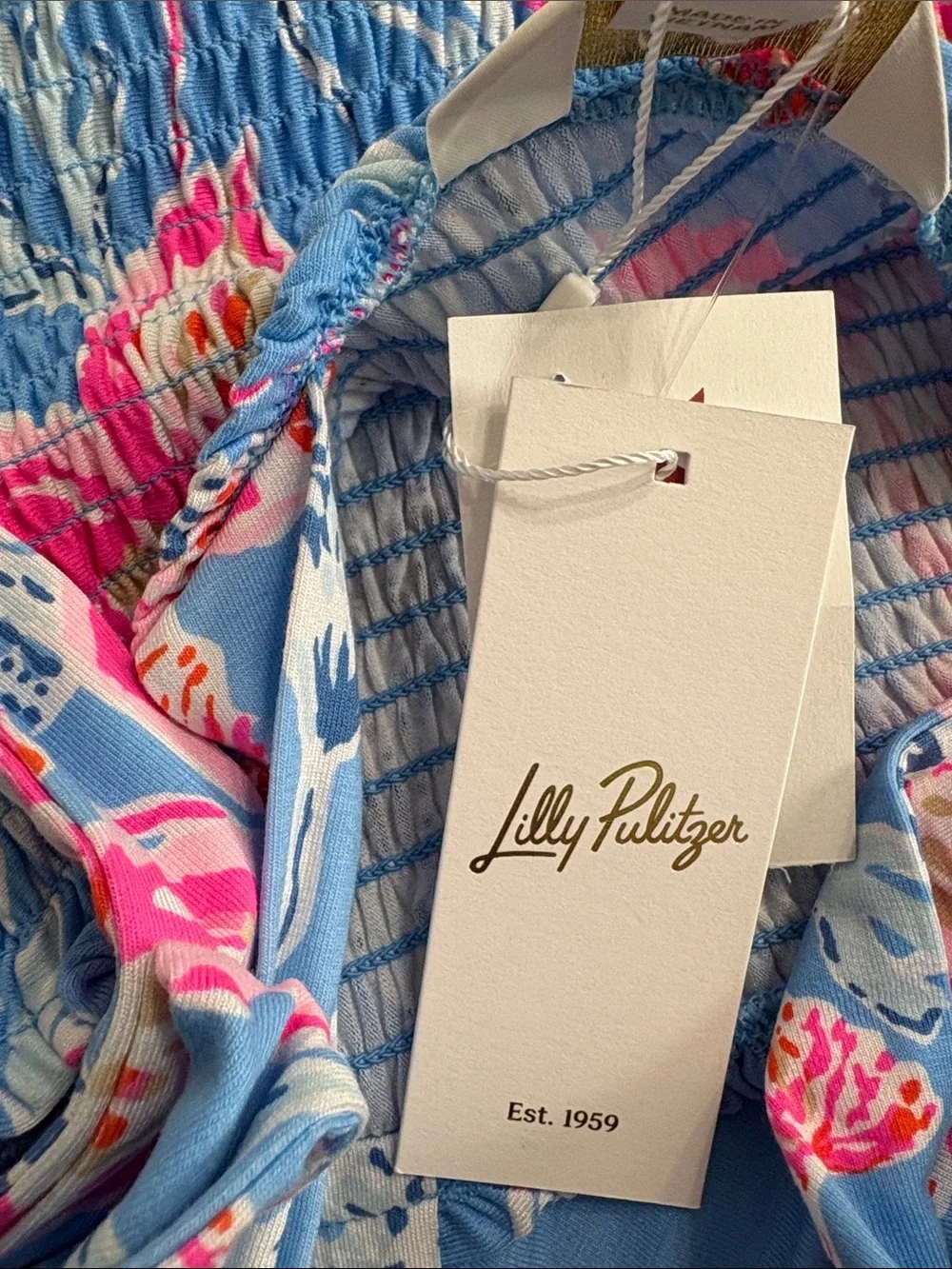 Lilly Pulitzer Blue Floral Maxi Dress with Pink and White Accents - Picture 4 of 4